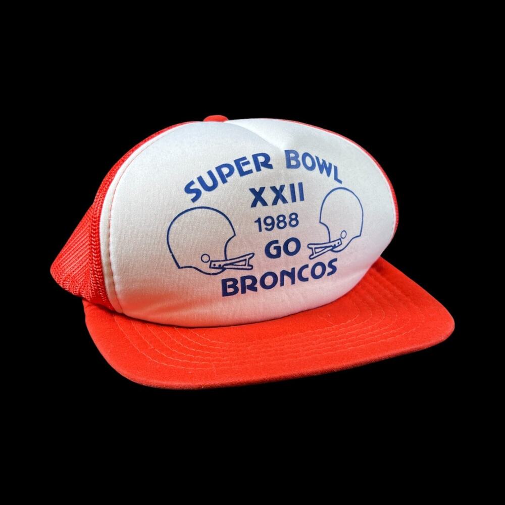 Vintage NFL Denver GO Broncos Football Trucker Hat 1988 Super Bowl 22